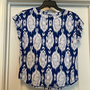 Crown & Ivy Blue and White Ikat Blouse